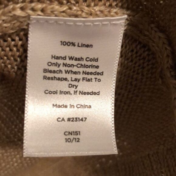 Talbots SP Linen Light Brown Knit Open Front Cardigan Sweater - Picture 8 of 12